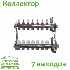 Коллектор на 7 выходов AQUALINK с регулирующими клапанами и расходомерами