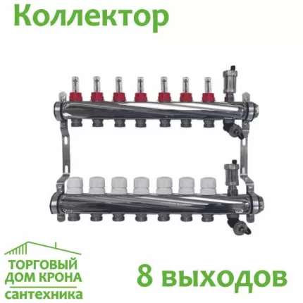 Коллектор на 8 выходов AQUALINK с регулирующими клапанами и расходомерами
